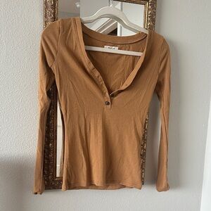 Madewell Camel Long Sleeve Henley Top
